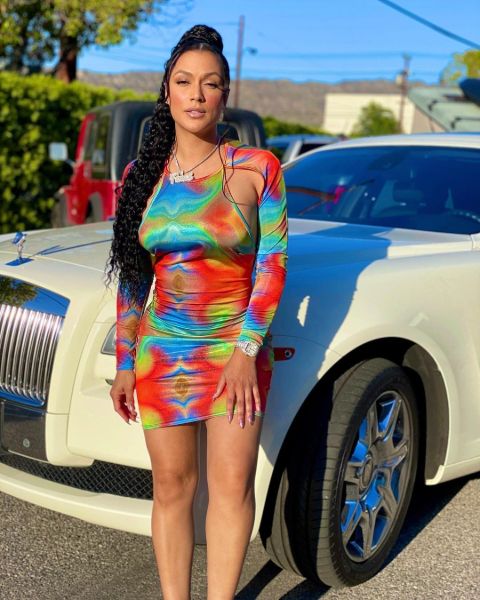 Shantel Jackson caught on the camera in a colorful dress.